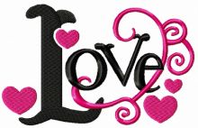 Love black and pink embroidery design
