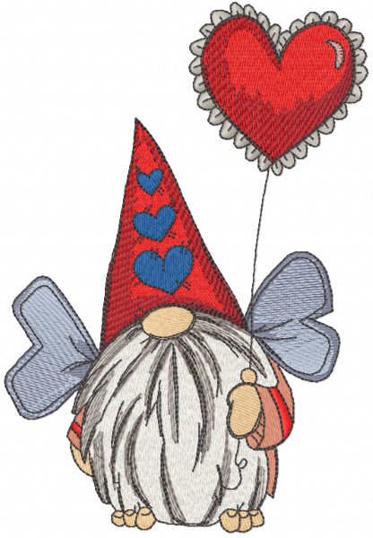 Dwarf with wings and balloon embroidery design
