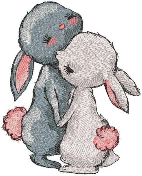 First meeting loving bunny embroidery design