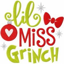 Lil miss grinch embroidery design