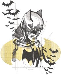 Batman sketch art embroidery design