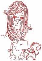 Shopping with poodle one color embroidery design