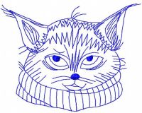 Cat with scarf redwork embroidery design