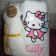 Bath towel with embroidered Hello Kitty on it