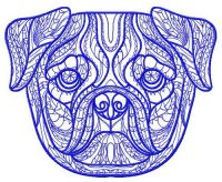 Mosaic pug-dog 2 embroidery design