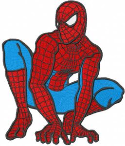 Spiderman ready to attack embroidery design