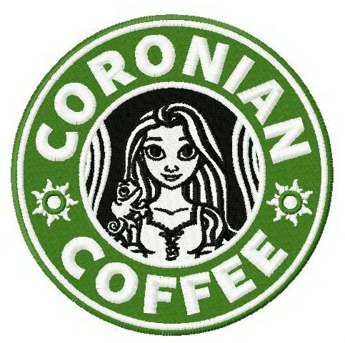 Coronian coffee machine embroidery design