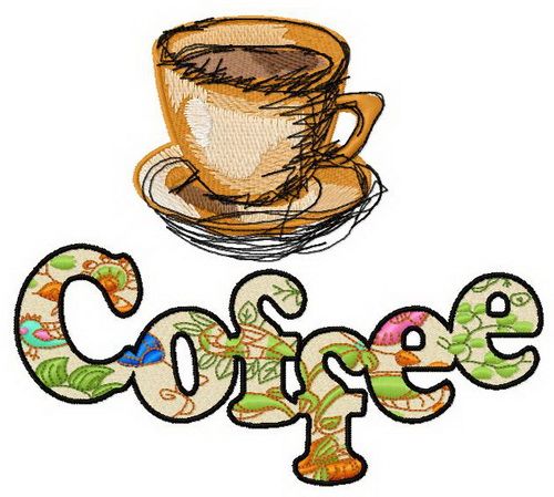 Coffee cup 5 machine embroidery design