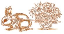 Bunny and cart with flowers 2 embroidery design