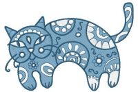 Ornamental cat 3 embroidery design