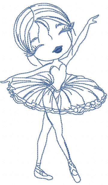 Little ballerina one color free embroidery design