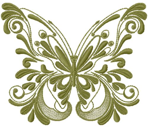Vintage green butterfly free embroidery design