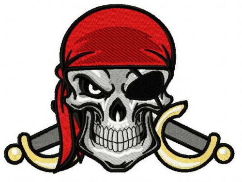 Angry pirate's skull 2 machine embroidery design