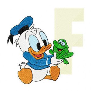Donald Duck Letter F Frog machine embroidery design