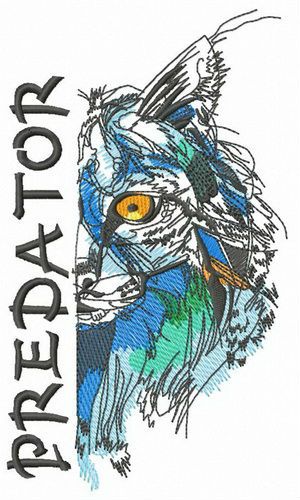 Bobcat predator machine embroidery design