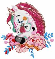 Freckled unicorn with toy embroidery design