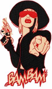 Lady gun embroidery design