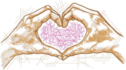 Hands Making Heart embroidery design