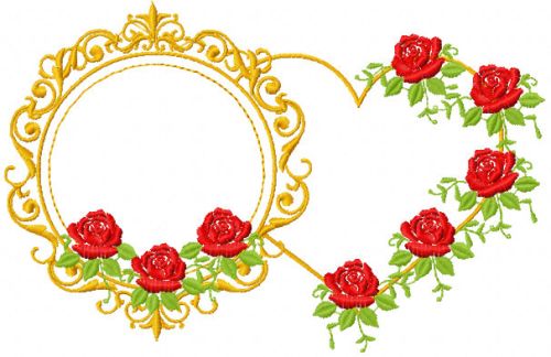 Gold Frame and heart free embroidery design