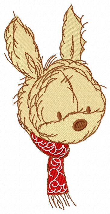 Bunny in red scarf machine embroidery design