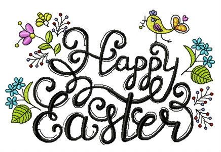 Happy Easter phrase machine embroidery design