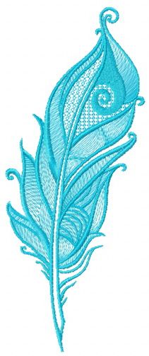 Blue feather machine embroidery design