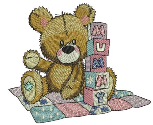 Baby teddy bear machine embroidery design