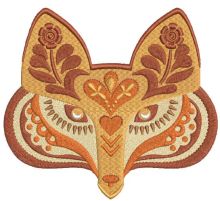 Folklore fox muzzle embroidery design