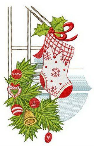 Christmas decoration of railing machine embroidery design