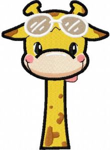 Giraffe with sunglasses embroidery design