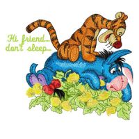 Tigger and Eeyore Hi friend, don*t sleep embroidery design