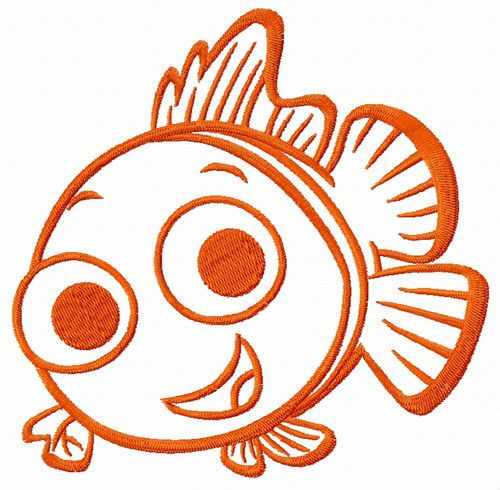 Smiling Nemo machine embroidery design