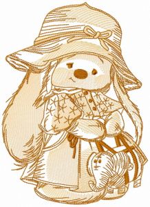 Bunny Mi in fashion coat embroidery design