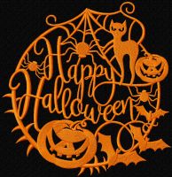 Happy halloween silhouette embroidery design
