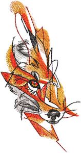 Fox color sketch embroidery design