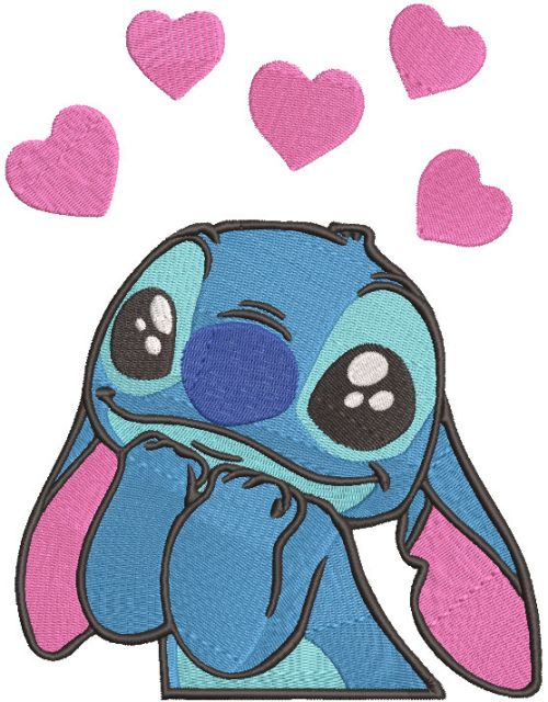 Stitch in love machine embroidery design