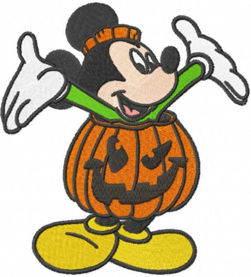 Mickey pumpkin embroidery design
