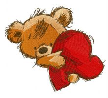 Teddy bear with heart pillow 3