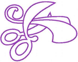 Violet scissors embroidery design