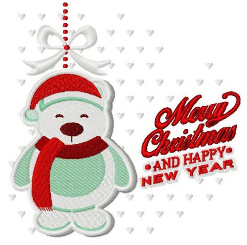Christmas toy polar bear machine embroidery design