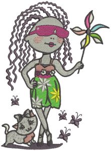 Fashionable girl embroidery design