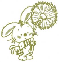 Bunny with dandelion 2 embroidery design