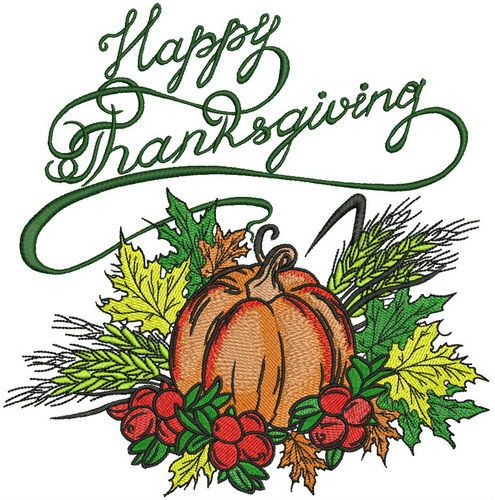 Happy thanksgiving harvest machine embroidery design