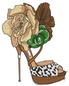 Runway shoes high heels decorated rose embroidery design