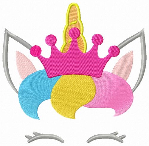 Royal unicorn hiding machine embroidery design