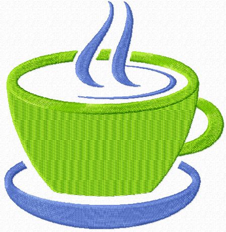 Cup of green tea free machine embroidery design