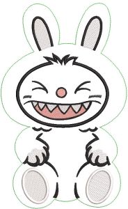 Smiling Labubu soft toy embroidery design