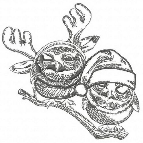 Christmas owls 8 machine embroidery design