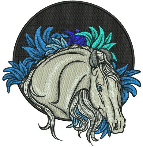 Horse at night machine embroidery design