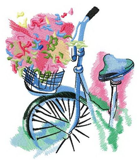 Dreaming about summer bike trip machine embroidery design